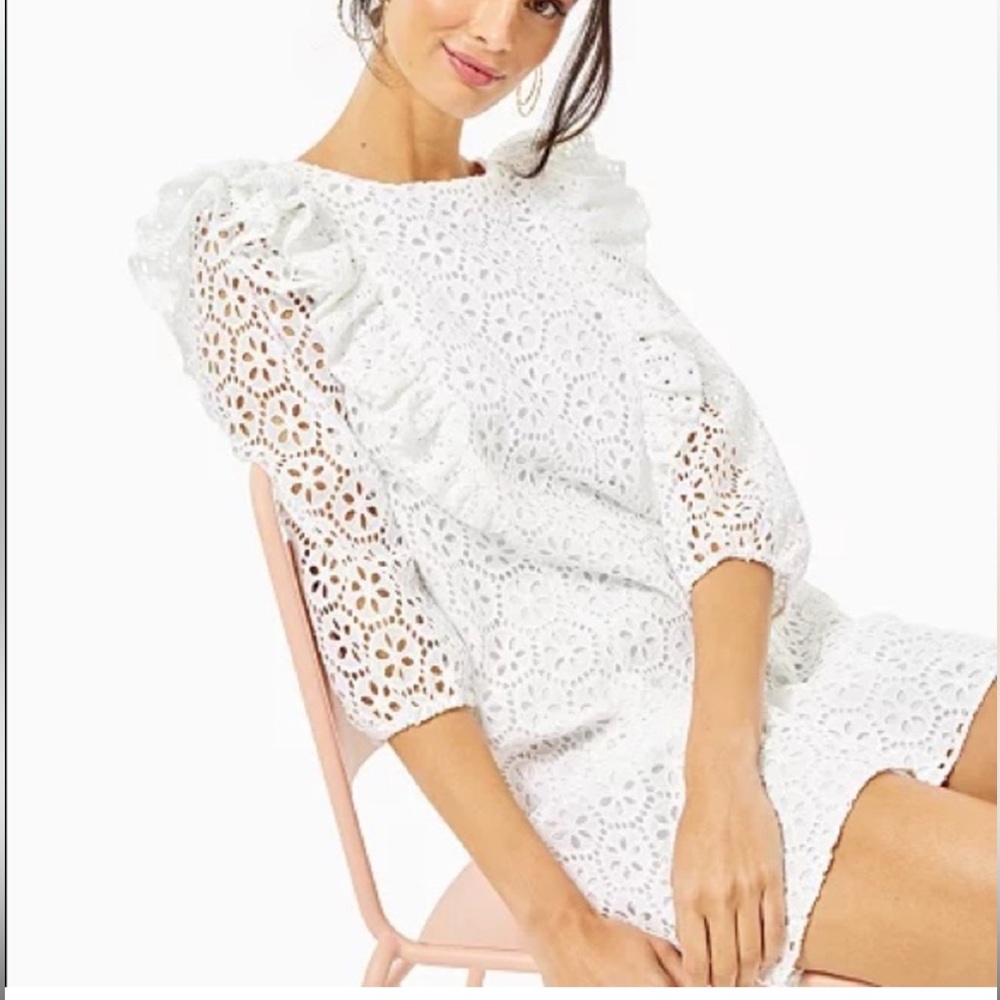 LILLY PULITZER Primm (sand dollar) Eyelet Dress in Resort white large